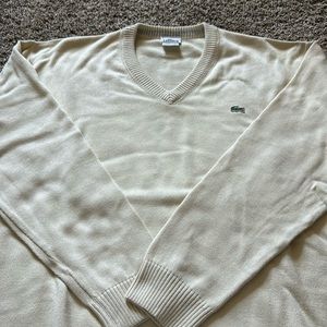 Lacoste ivory v-neck sweater